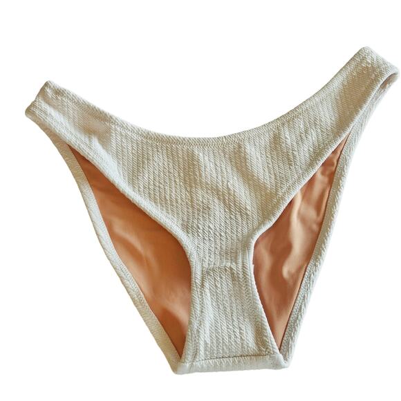 J Crew Textured Curved-Waist Cheeky Bikini Bottom White Women's Medium Swim Pool - Picture 1 of 5